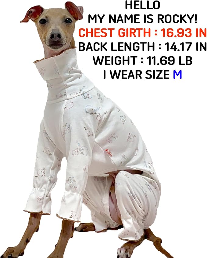 D Doggy Star Italian Greyhound Pajama Onesie Indoor Clothes Whippet for Dog Coat (3XL,Pajama Onesie)