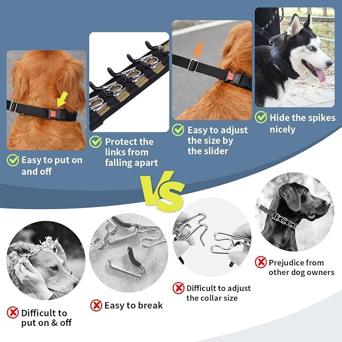 Mayerzon Martingale Dog Collar No Pull, Black, XL | Neck Cir 22"-27.5" | Patented Anti Pull Collar for Small Medium Large Dogs, Buckle, For Walking Training, Adjustable, Hidden Design, 2.5mm Links