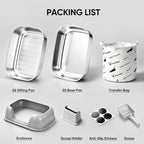 Stainless Steel Sifting Litter Box with Lid | 3-Second Cleanup, No Scooping Needed ,Premium Stainless Steel, Odor & Non-Stick,High-Density Sifting, Saves 30% Litter