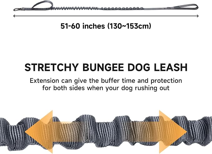 EXCELLENT ELITE SPANKER Tactical Military Bungee Nylon Dog Leash Adjustable | Adjustable No Pull Leads Rope Quick Release with 2 Control Handle heavy duty durable for training huntingfor medium large dog
