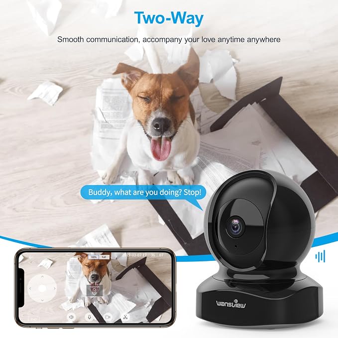 wansview 2K Indoor/Pet Cameras for Home Security, 2.4G WiFi Only, Q5 3MP B | Home Indoor Camera for Baby/Pet/Nanny, Motion Detection, 2 Way Audio Night Vision, Works with Alexa, with TF Card and Cloud
