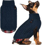 KYEESE Dog Sweater Turtleneck Thick Knit Pullover for Cold Weather | Stretchy Fit, Lightweight & Warm, Cozy Knit Comfort, Classic Plaid Design, Gentle on Sensitive Skin, Comfortable Daily Wear