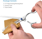 JASON Dogs Grooming Thinning Scissors - 7.5" 56-Tooth Blending Cats Shears | Pets Blender Thinner Trimming Texturizing Kit with Offset Handle, Blue Jewelled Screw