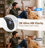 2K Indoor Security Camera, Dual-Band WiFi Pet Cam for Baby & Home | IR Night Vision, Two-Way Audio, Motion Tracking with App Control for Home Security, Compatible with Google Assistant & Alexa