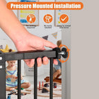 keny 29"-42.5" Baby Gate for Stairs, Auto Close Safety Dog Gate | Pressure Mounted Easy Walk Through Pet Gate for Doorways, Durable Stair Gate, 30" Tall, Black