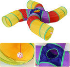 Bemodst S-Type Cat Tunnel, 2 Way/3 Way/4 Way/5 Way Collapsible S-Shape Small Animal Tubes Kitty Tunnels Interactive Maze House Toy with Storage Bag for Kitten Puppy Rabbit Guinea Pig (Rainbow-4 Way)