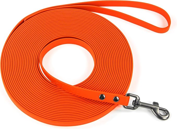 Wolfone Waterproof Dog Leash 50FT Long Line Recall Training Lead | 50FT Dog Leash Durable PVC coated long line with easy clean surface strong nylon core for recall training and outdoor use