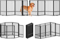 SNUOWU Full Metal Freestanding Dog Gate with Door, 36''Height Foldable Pet Dog Fence for Indoor & Outdoor, 8 Panels Extra Wide Free Standing TallDog Gates for Doorways,House,Stairs,Porch,Deck,Yard