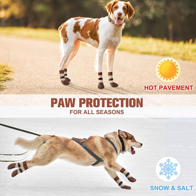 BEAUTYZOO Dog Socks to Prevent Licking Paws for Hardwood Floors Anti Slip, Dog Shoes Booties for Hot/Cold Pavement,Grippy Boots & Paw Protectors Traction Control for Small Medium Large Senior Dogs