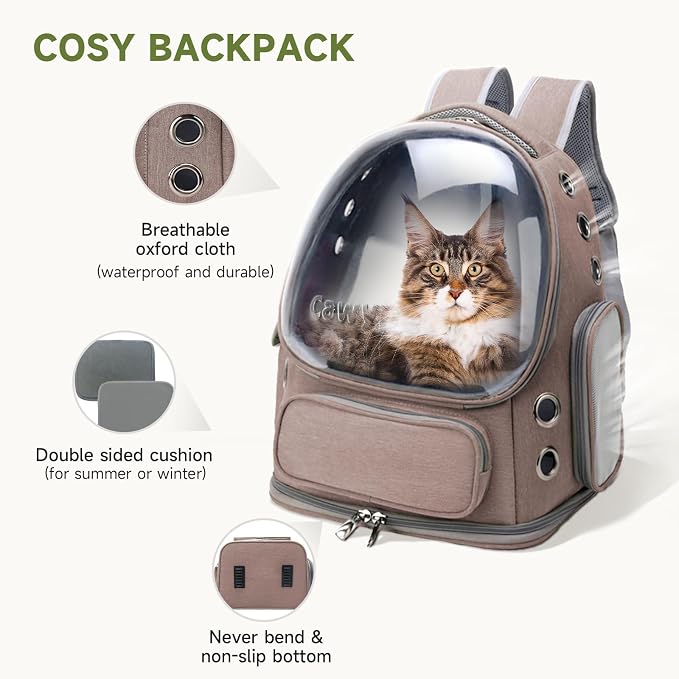 Cawypety Cat Backpack Carrier, Breathable Cat Carrier Large Space Bubble Pet Backpack for Kitty Small Dog up to 15lbs, Transparent & Foldable Pet Carrier for Travel Hiking | Breathable Mesh Cat Backpack Transparent Foldable Pet Clear Carrier Portable f...