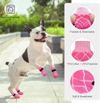 BEAUTYZOO 6PCS Dog Socks to Prevent Licking Paws, Anti Slip Dog Shoes for Hot Pavement Hardwood Floors, Traction Control Toe Grips Boots & Paw Protectors for Small Medium Large Senior Dogs, Pink L