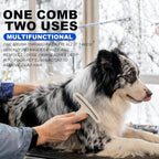 2-in-1 Pet Deshedding&Undercoat Rake Comb for Dogs and Cats | Double-Row Movable Metal Comb Teeth,Stainless Steel Deshedding Dog Brush,Pet Grooming Dematting Tool,Gentle Remove Loose Hair