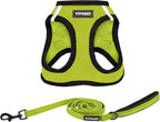 Best Pet Supplies Voyager Step-in Air All Weather Mesh Harness and Reflective Dog 5ft Leash Combo with Neoprene Handle, for Small, Medium and Large Breed Puppies - Lime/Black Trim, Medium