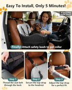 Dog Car Seat for Small/Medium Dogs Up to 35lbs, 2-in-1 Pet Car Seat with Memory Foam, Detachable Washable Dog Bed for Cars, Pet Booster Carseat with Storage Pockets Fits Front/Back Seats (Black/Grey)