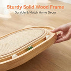 Sisal Cat Scratcher Toy with Ball Track Feather and Ball, Wooden Interactive Toy for Indoor Cats, Scratch Pad,Kitten Toys for Chasing Hunting Physical Exercise