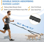 Kytely Dual Dog Leash, Hands Free Double Dog Leash | Wide Padded Waist Dog Running Leash, Zipper Pouch, Dual Padded Handles, Retractable Bungee for Walking Jogging Hiking