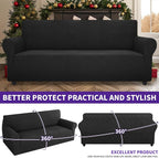 ZNSAYOTX Super Stretch Couch Cover (72"-92") Universal Sofa Covers with Elastic Bottom, Dog Cat Pets Friendly Washable Furniture Protector Fitted Sofa Slipcovers Stay in Place (Black, Sofa)