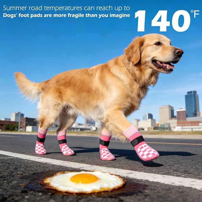 EXPAWLORER Dog Socks to Prevent Licking Paws with Grippers for Hot Pavement | For Hardwood Floors Anti Slip, Reflective Dog Boots & Paw Protectors Shoes Booties with for Senior Small Medium Large Dogs XS