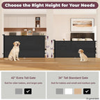 42" Extra Tall Retractable Baby Gates, 76" Wide Dog Gate for Stairs | Mesh Gate Indoor Outdoor for Doorways Deck Kitchen, Long Safety Gate for Child Toddler, Prevent Pet from Jumping Over, Black