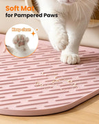 Cat Litter Mat, 47"x37" Extra Large Litter Box Mat, Silicone Mat, Pink | Waterproof Litter Trapping Mat for Scatter Control, Soft on Cat Paws Non-Slip Easy to Clean