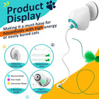 Interactive Cat Toys for Indoor Cats, Automatic Flying Feather Wand, Suction Cup Design, USB Rechargeable, Wall-Mounted Hanging Cat Toys for Bored Indoor Adult Cats