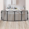 Malier Metal Freestanding Dog Gates with Door, Outdoor Indoor Dog Fences, Extra Wide Foldable Puppy Gate for Stairs, Hallways, Yard (Black, 80''W × 32''H【4 Panels】)
