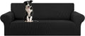 Stretch Oversized Couch Covers for Sofa Slipcover,Black | 1-Piece Washable Sofa Cover (94"-110") 4-Seater Furniture Protector, Soft Jacquard Non-Slip Elastic Bottom for Dogs & Kids