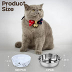 Bulk Disposable Cat Bowls Set (600 Pcs Cat Food Bowl Liners + 4 Pcs Stainless Steel Pet Bowls) Small Paper Bowls for Puppy Kitten Small Dogs and Cats, Ideal for Dry & Wet Food (White, Cat Face Print)
