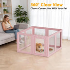 Acrylic Dog Playpen Indoor, Puppy Playpen, Dog Pen Indoor, 8PCS | 30.3" H, Skin Pink, Purple & Sky Blue, Clear View, No-Gap Escape-Proof, Tool-Free Setup, For Puppies & Small Dogs