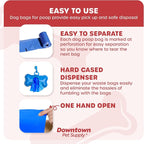 Downtown Pet Supply Poop Bags for Dogs with Dispenser, 180 Count - Leak-Proof Dog Waste Bags and Bone-Shaped Dog Poop Bags Holder for Leash - Blue, 12.5" x 8.5"