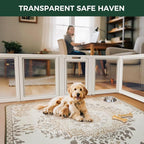 FXW AuraSpace Clear Acrylic Indoor Dog Playpen, 24" H, 10 Panels, White | Open View, Modern Home Fit, No Climbing Bars, Tool-Free Setup, For Puppies & Small Dogs