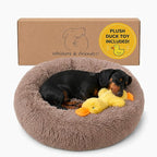 Whiskers & Friends Pet Beds for Small Dogs, Fluffy Orthopedic, Washable | Puppy Calming Beds, Small Dog Bed for Crate, Round Plush Donut Bed for Pets Under 25 Pounds