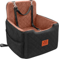 GL GLENSLAVE Dog Car Seat for Small/Medium Dogs Under 35lbs,Memory Foam Dog Booster Seats,Detachable and Washable Traval Pet Car Seat, Dogs Bed with 2 Safety Belts(Balck/Brown)