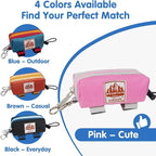 Dog Poop Bag Holder for Leash, Large-Capacity Canvas Pouch, Pink | Holds one bag roll, keys, treats, and small essentials with quick access, secure straps, and water-resistant canvas