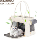 Fashion Pet Carrier Purse for Small Cat and Dog, Luxury Pu Soft-Sided Tote Bag with Large Pockets for Dogs and Puppies (White, 15.8" L x 7.5" W x 11.8" H)