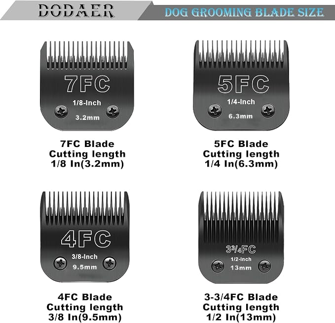 Black Detachable Dog Blades Set Compatible with Andis/Oster A5 Grooming | Compatible with wahl km10 dog clipper,Made of Stainless Steel Blade,Include 7FC+5FC+4FC+3FC,4 Pack