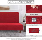 Easy-Going 100% Waterproof Futon Cover, Stretch Futon Slipcover Medium | Dual Waterproof Armless Futon Couch Cover, Leakproof Sofa Bed Furniture Protector for Kids Pets Dog Cat, Christmas Red