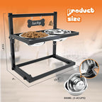 SHAINFUN Elevated Dog Bowls for Medium Dogs and Cats - Raised Cat or Dog Bowl Stand with Adjustable Height and Two Stainless Steel Food Bowls - Ideal for Medium and Small Dogs and Cats