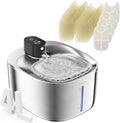 Cat Water Fountain Stainless Steel,152oz/4L Wireless Pet Fountain Battery Operated,Quiet Filtered Pet Water Fountain,Automatic Water Bowl for Cats Dogs with Motion Sensor 5 Filters