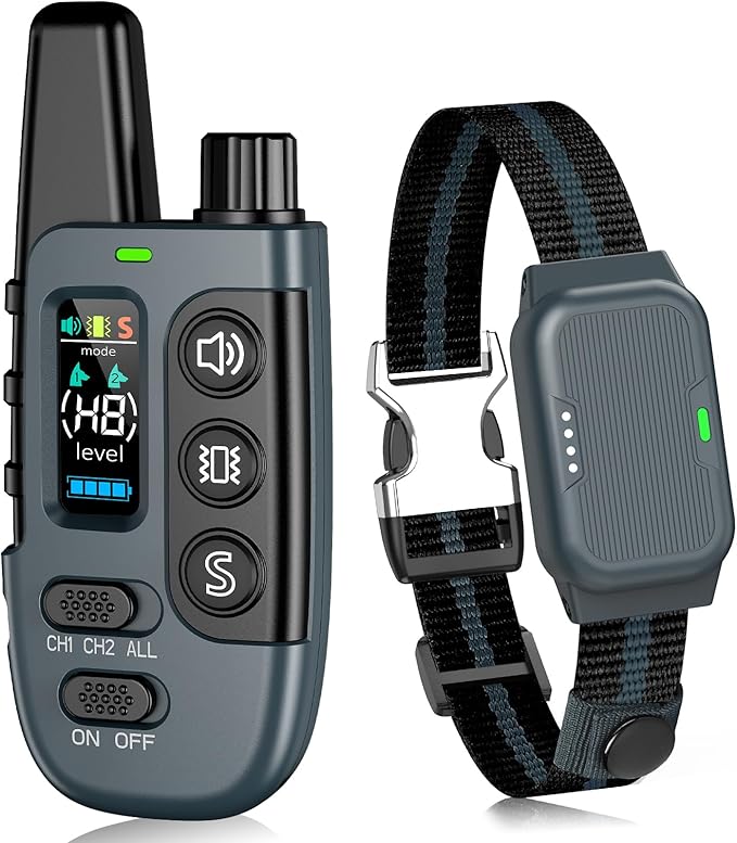Shock Collar for Dogs, IP67 Waterproof Dog Training Collar with Remote Control, 3 Modes: Beep, Vibration, Safe Static, Rechargeable Adjustable for 15-110lbs Medium Large Dogs