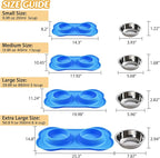 Hubulk Pet Dog Bowls 2 Stainless Steel Dog Bowl with No Spill Non-Skid Silicone Mat + Pet Food Scoop Water and Food Feeder Bowls for Feeding Small Medium Large Dogs Cats Puppies (Small, Blue)