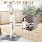 ANWA 32" Tall Cat Scratching Posts for Indoor Cats, 3-in-1 Cat Scratching Post with Plush Toys, Premium Sisal Post for Cats at All Ages with Reinforced Stable Base, Gray