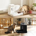 ZOMISIA Gravity Cat Feeder and Water Dispenser, 2 in 1 Cat Self Feeder with 180 Degree Rotatable, 2 Pack Automatic Feeding Large Capacity for Small Medium Dog Puppy Kitten, White, 0.8 Gallon x 2