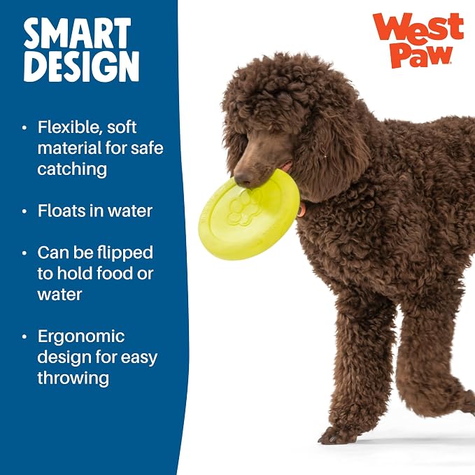 WEST PAW Zogoflex Zisc Dog Flying Disc, High Flying Aerodynamic Disc for Dogs Puppy – Lightweight, Floatable Disc for Fetch, Tug of War, Catch, Play – Doubles as Food/Water Bowl, Large 8.5", Glow
