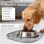SMILOOL Small Silicone Pet Food Mat with Raised Edge for Food and Water Bowl, Square Dog Feeding Mats, Cat Food Trays for Floor Waterproof, Rubber Tray for Dogs and Cats, 12 x 12 x 0.7 Light Gray