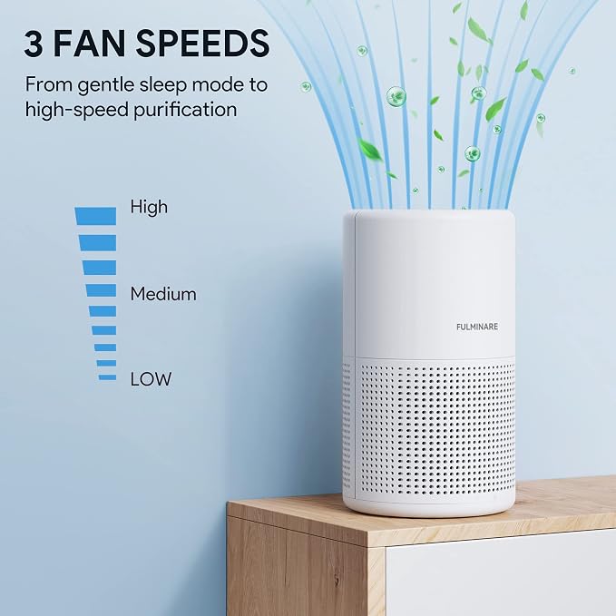 Air Purifiers for Bedroom, FULMINARE H13 True HEPA Filter | Remove Pet Hair, Smoke, Odors，Quiet Air Cleaner With Night Light, Portable Small Air Purifier for Home, Office, Living Room