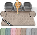 XL Cat Litter Mat, 37.5x25.2 Silicone Trapping Mat Beige | for Kitty Litter Box, Easy Clean, BPA Free Rubber, Center Litter Collection, Easy Pour-Back, Waterproof, Odor-Resistant