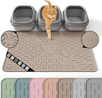 XL Cat Litter Mat, 37.5x25.2 Silicone Trapping Mat Beige | for Kitty Litter Box, Easy Clean, BPA Free Rubber, Center Litter Collection, Easy Pour-Back, Waterproof, Odor-Resistant
