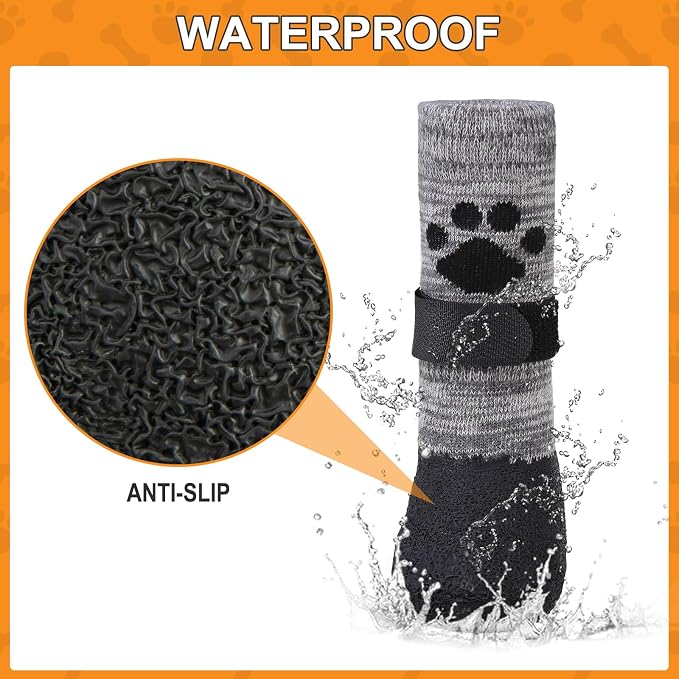 KOOLTAIL Anti Slip Dog Socks for Hot/Cold Pavement to Prevent Licking Paws,Booties for Hardwood Floors,Traction Rain Dog Boots&Paw Protectors Shoes with Grip for Outside Small Medium Large Senior Dogs