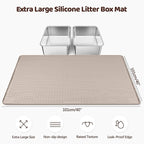 Silicone Cat Litter Mat for Litter Box 40”x40” Large Cat Mat, Khaki | Waterproof, Non-Slip, Leak-Proof Rug Mat with Lip, Easy to Clean, Extra Large Litter Catcher Mat for Floor